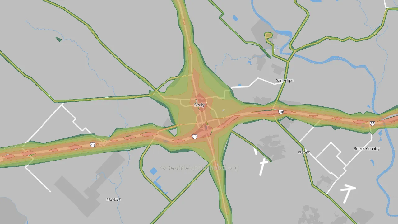 77474, TX Map of Noise Levels in 77474