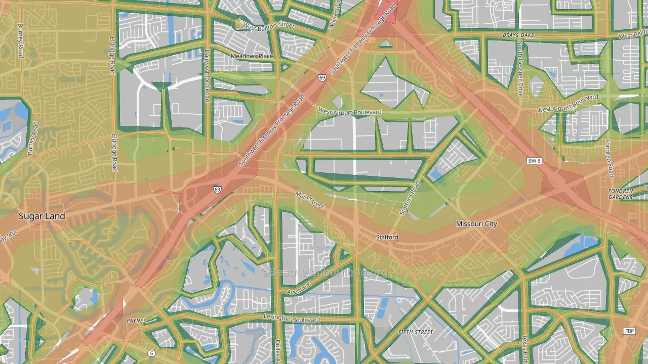 77477, TX Map of Noise Levels in 77477