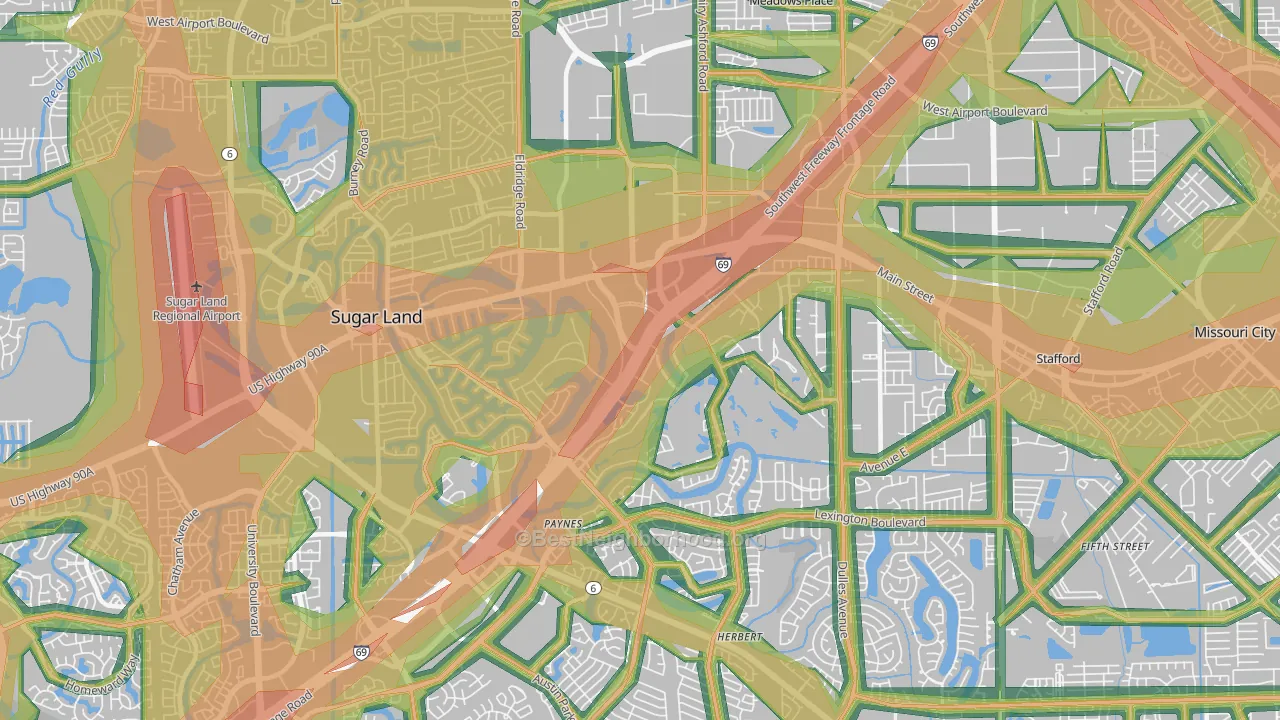 77478, TX Map of Noise Levels in 77478