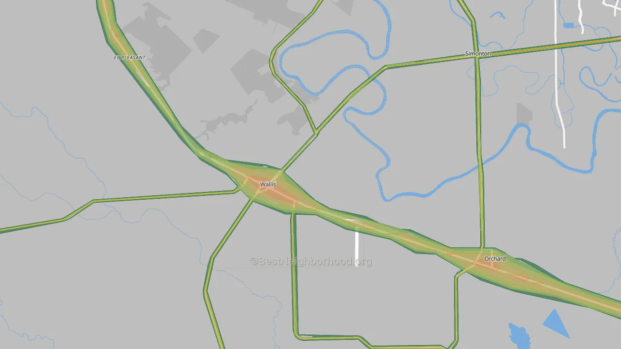 77485, TX Map of Noise Levels in 77485
