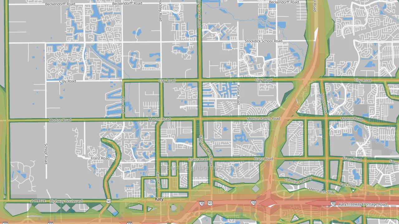 77493, TX Map of Noise Levels in 77493
