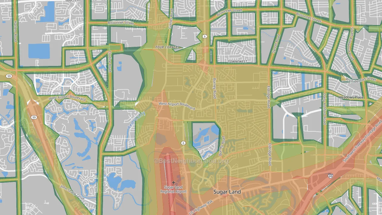 77498, TX Map of Noise Levels in 77498