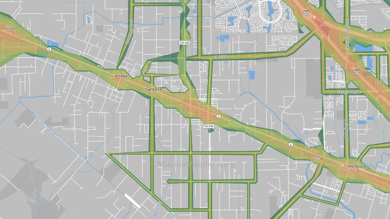 77510, TX Map of Noise Levels in 77510