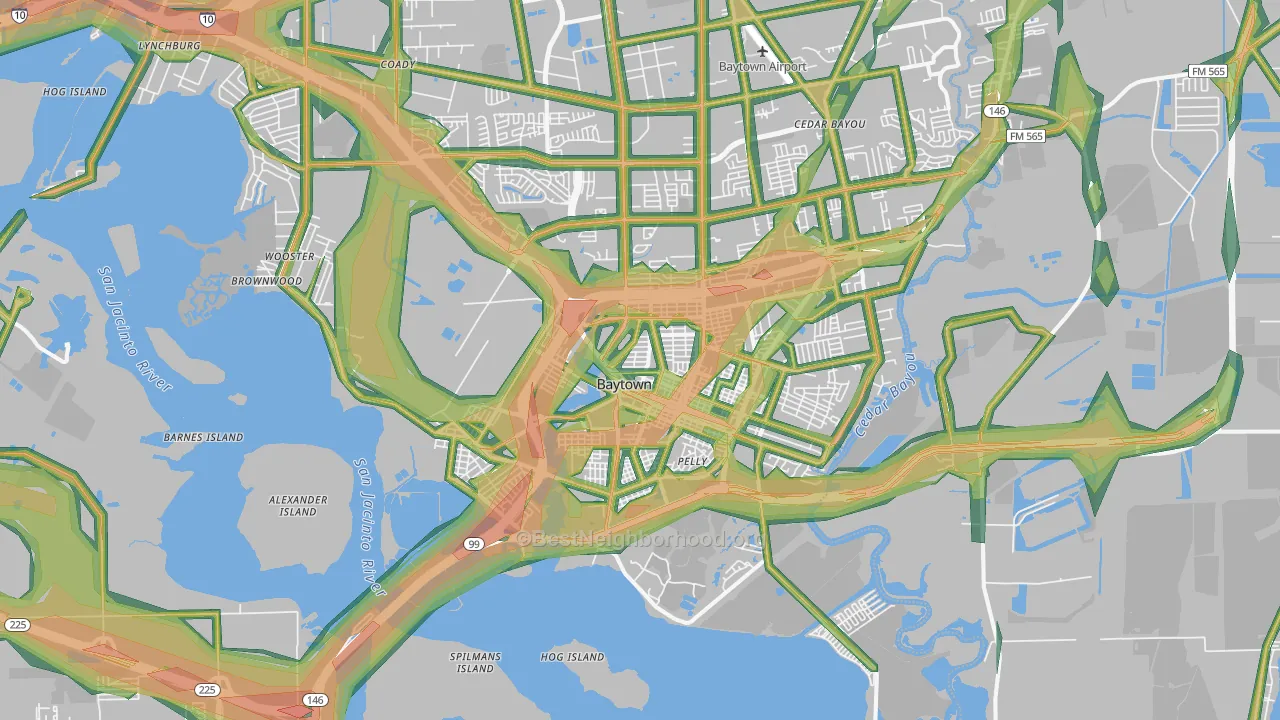 77520, TX Map of Noise Levels in 77520