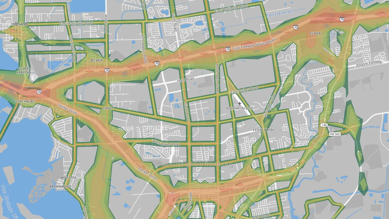 77521, TX Map of Noise Levels in 77521