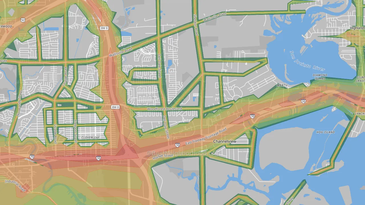 77530, TX Map of Noise Levels in 77530