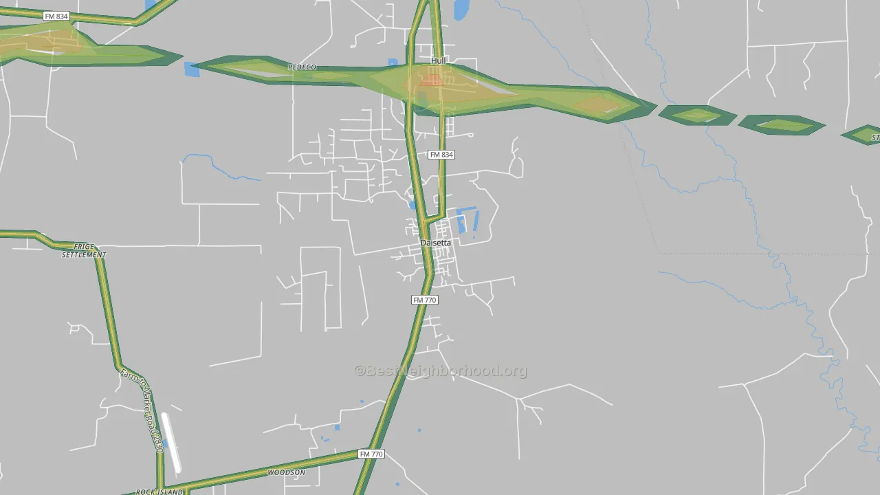 77533, TX Map of Noise Levels in 77533