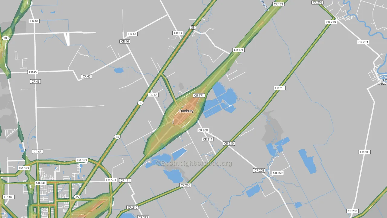 77534, TX Map of Noise Levels in 77534
