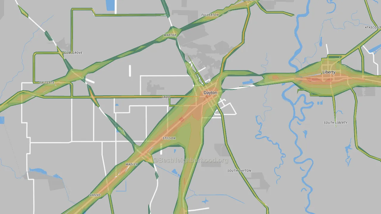 77535, TX Map of Noise Levels in 77535