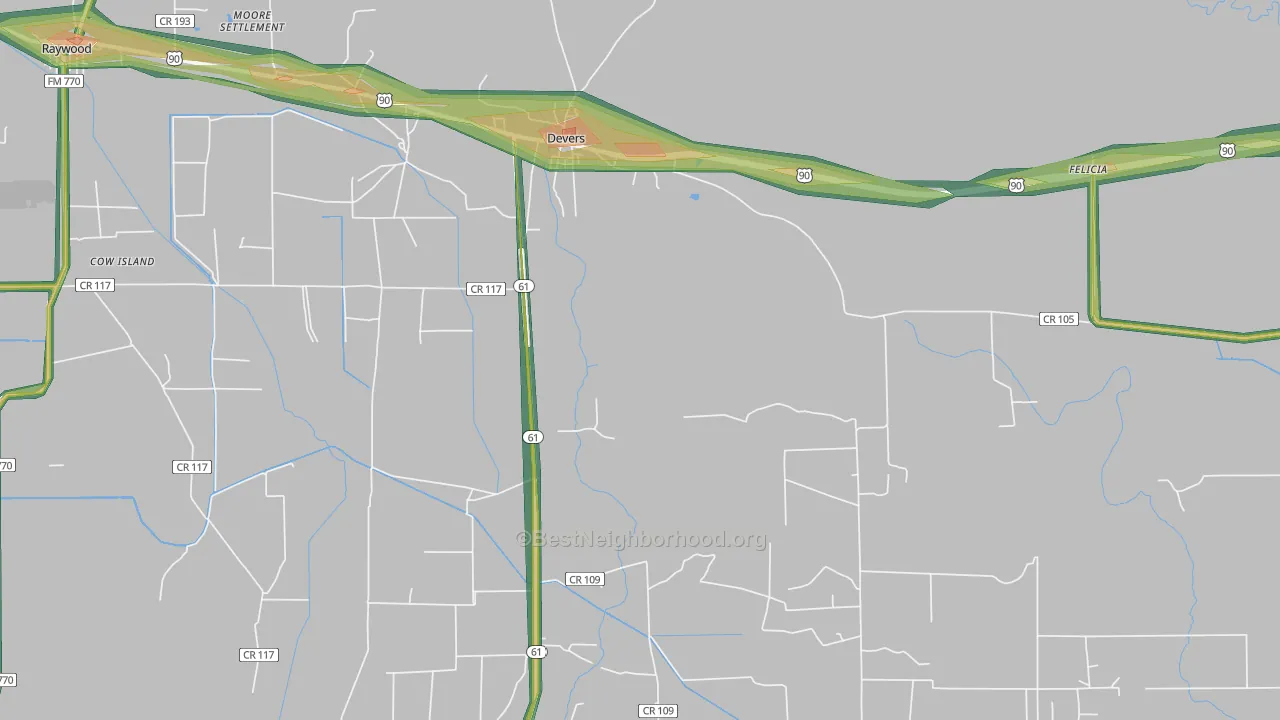 77538, TX Map of Noise Levels in 77538