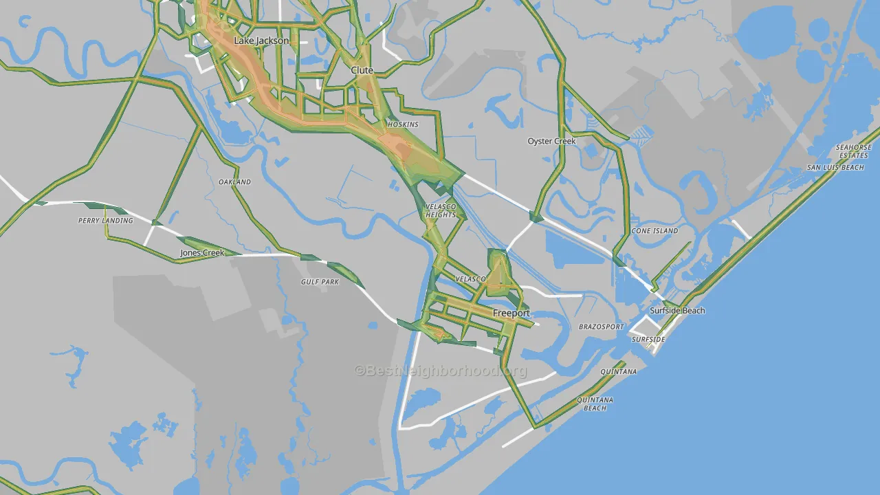 77541, TX Map of Noise Levels in 77541