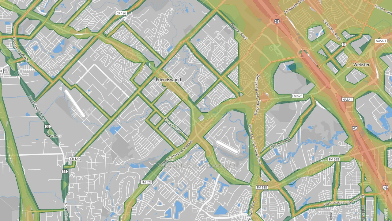 77546, TX Map of Noise Levels in 77546