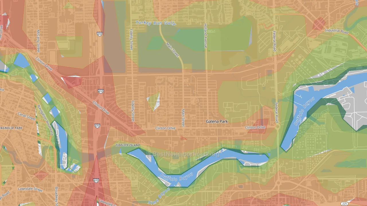 77547, TX Map of Noise Levels in 77547