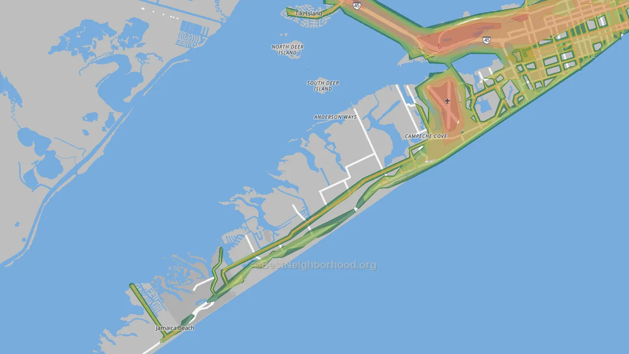 77554, TX Map of Noise Levels in 77554