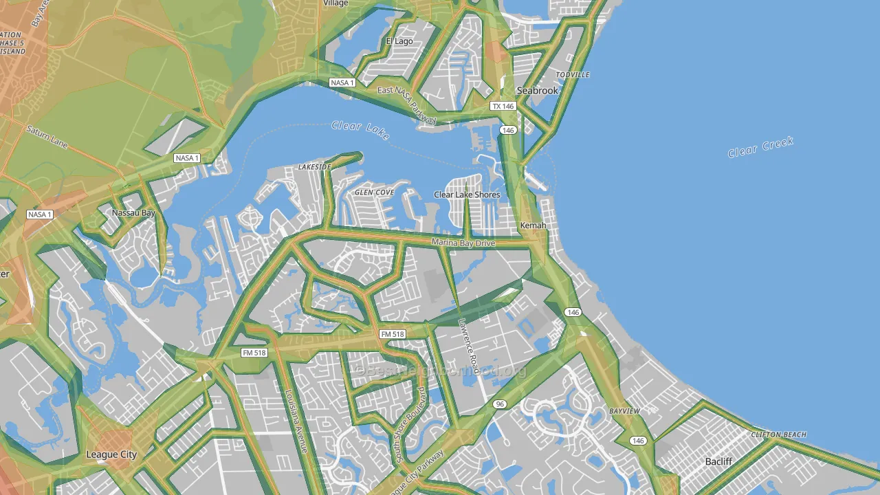 77565, TX Map of Noise Levels in 77565