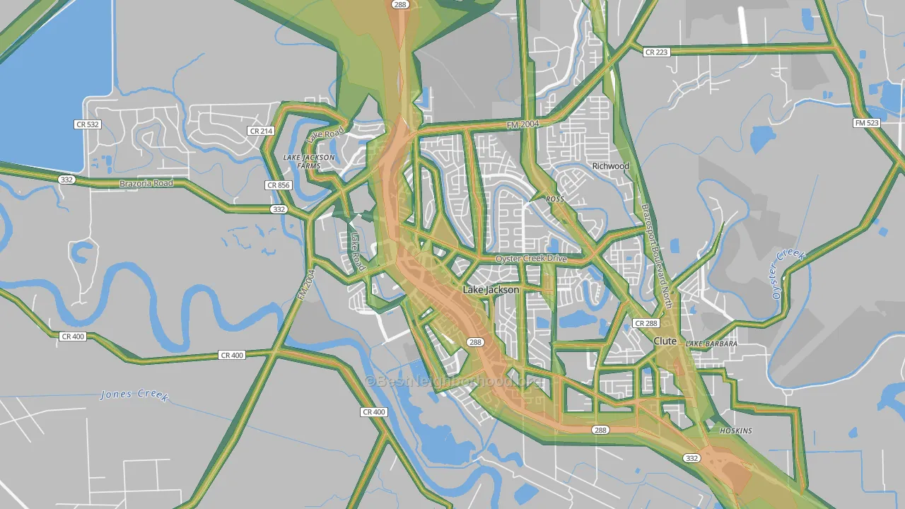 77566, TX Map of Noise Levels in 77566