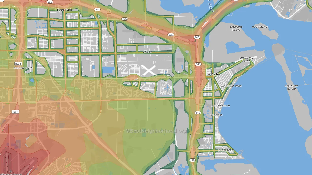 77571, TX Map of Noise Levels in 77571