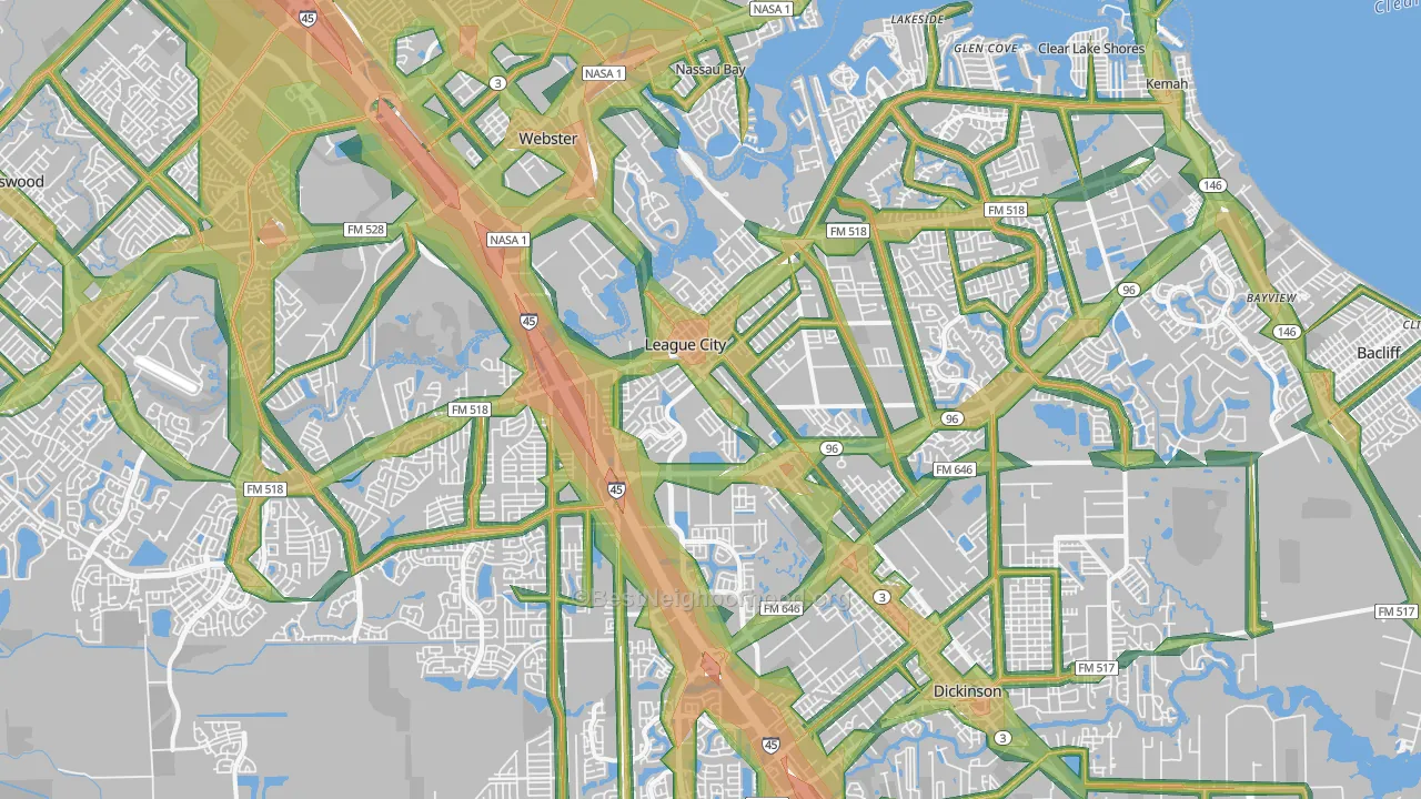 77573, TX Map of Noise Levels in 77573