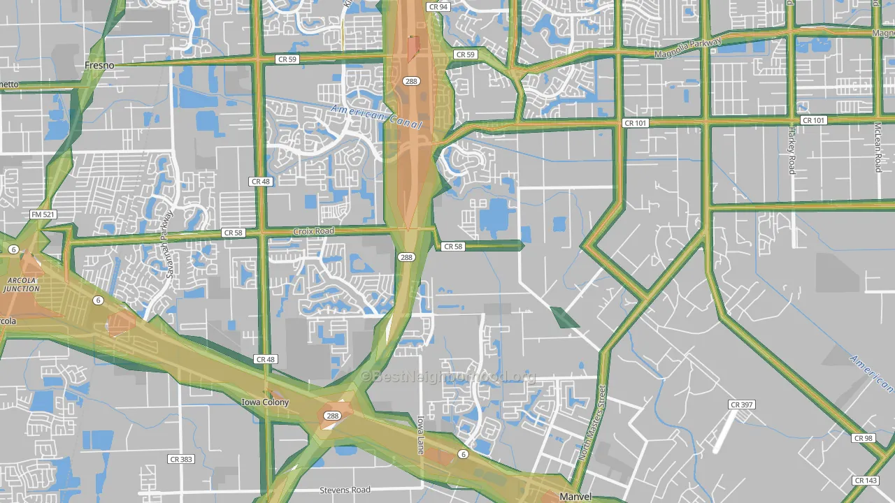 77578, TX Map of Noise Levels in 77578