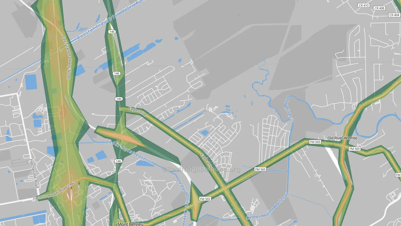 77580, TX Map of Noise Levels in 77580