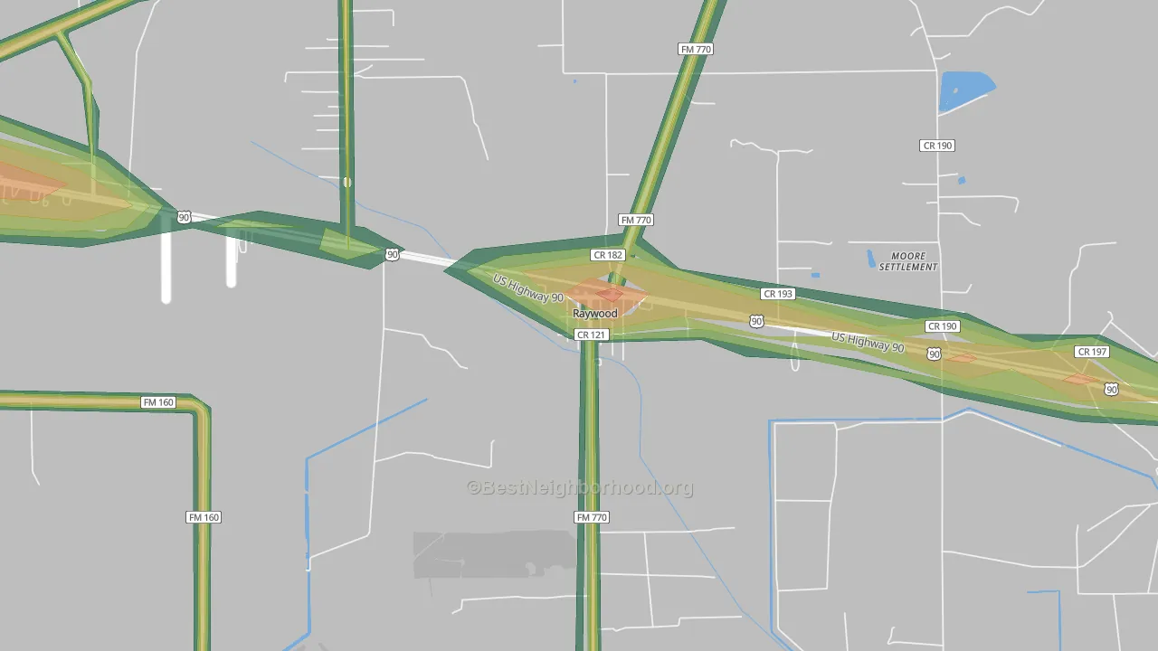 77582, TX Map of Noise Levels in 77582