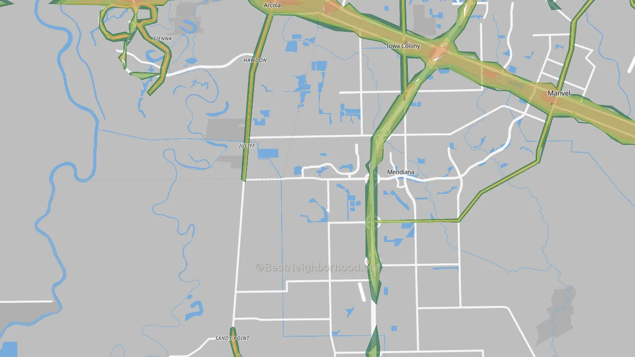 77583, TX Map of Noise Levels in 77583
