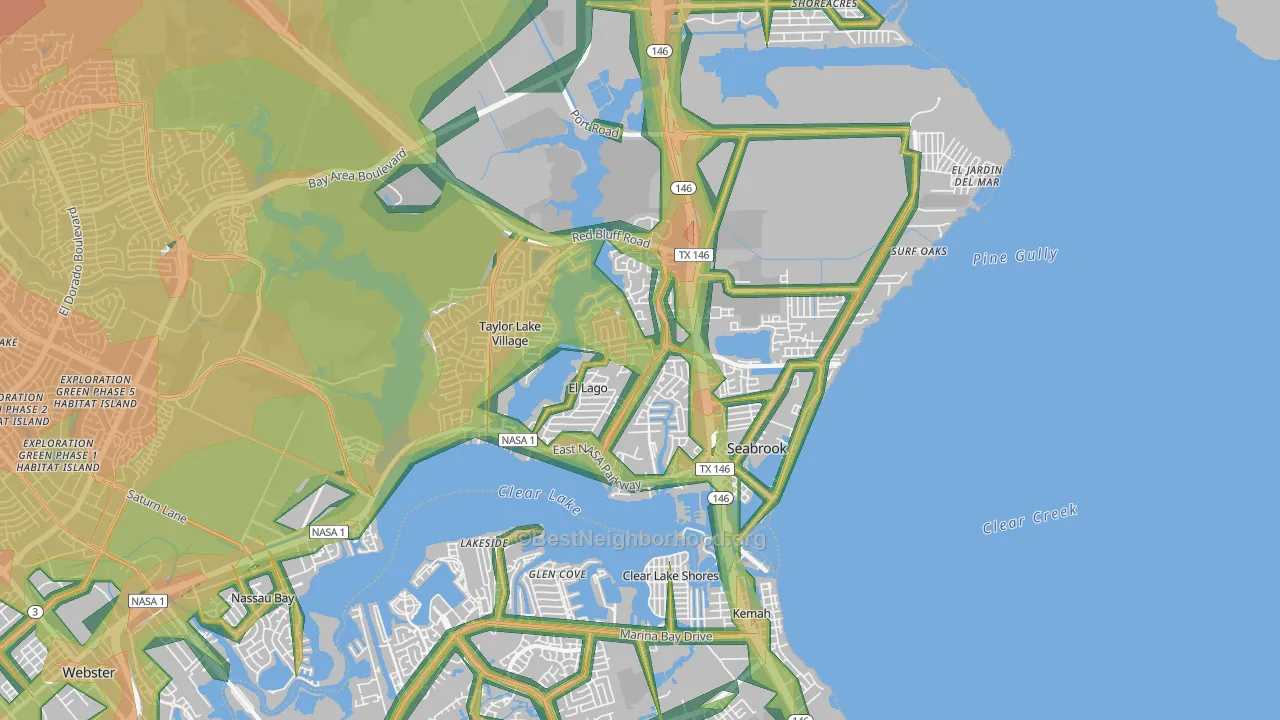 77586, TX Map of Noise Levels in 77586