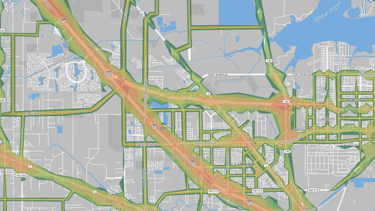 77591, TX Map of Noise Levels in 77591
