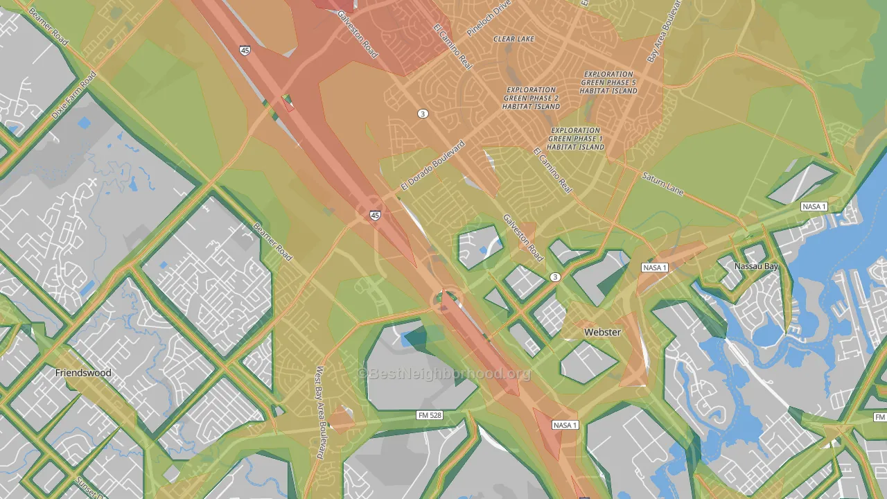 77598, TX Map of Noise Levels in 77598
