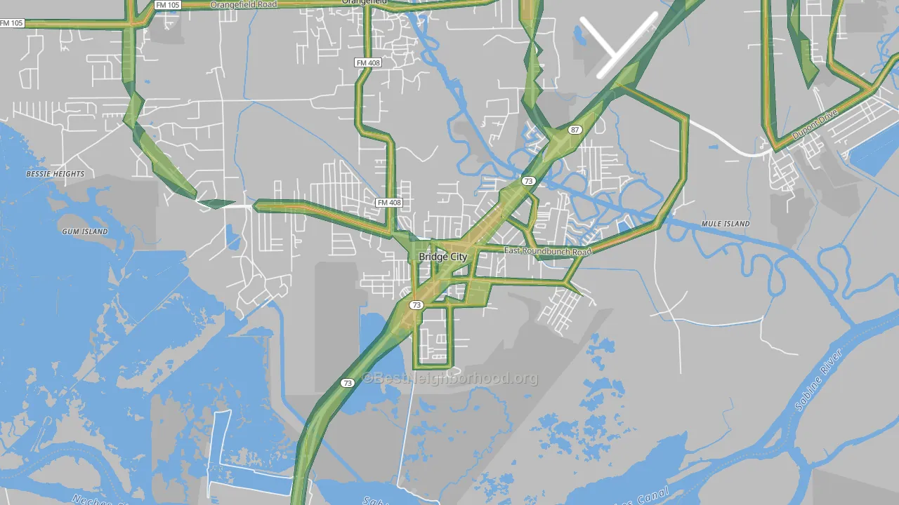 77611, TX Map of Noise Levels in 77611