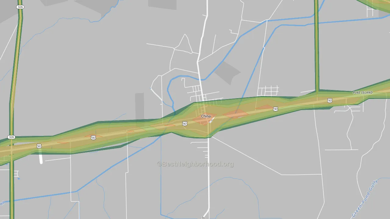 77613, TX Map of Noise Levels in 77613