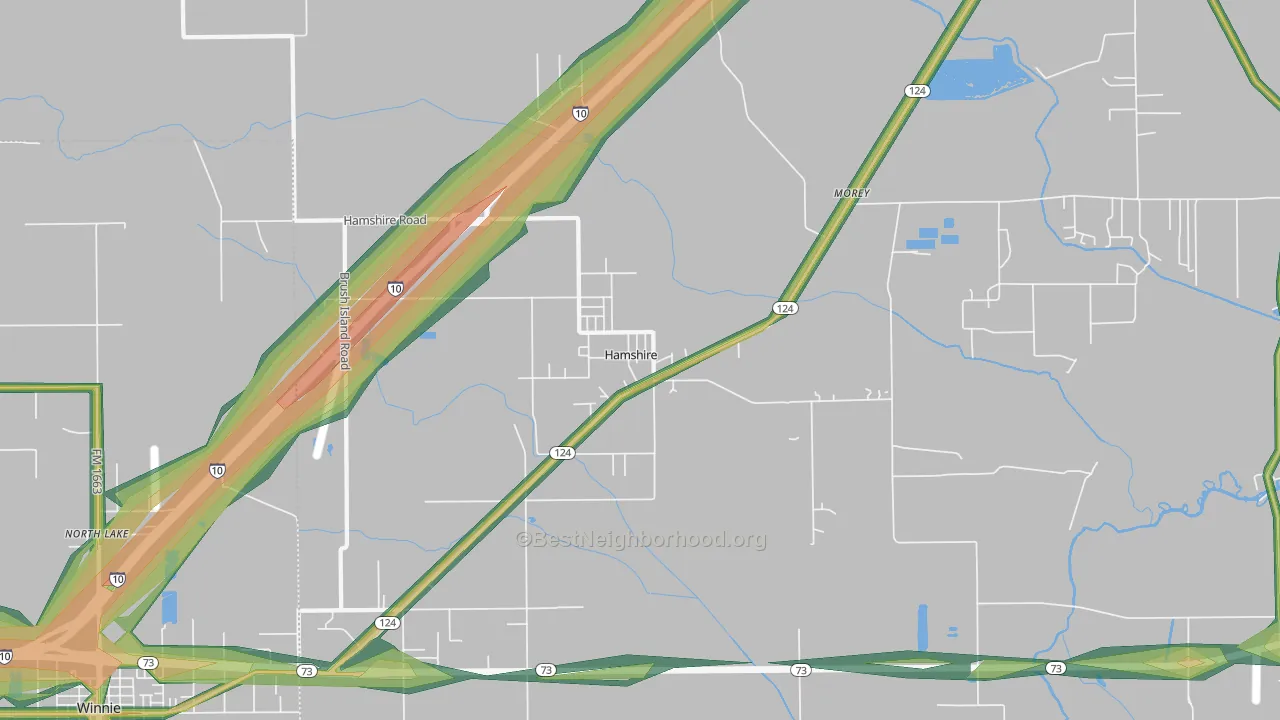 77622, TX Map of Noise Levels in 77622