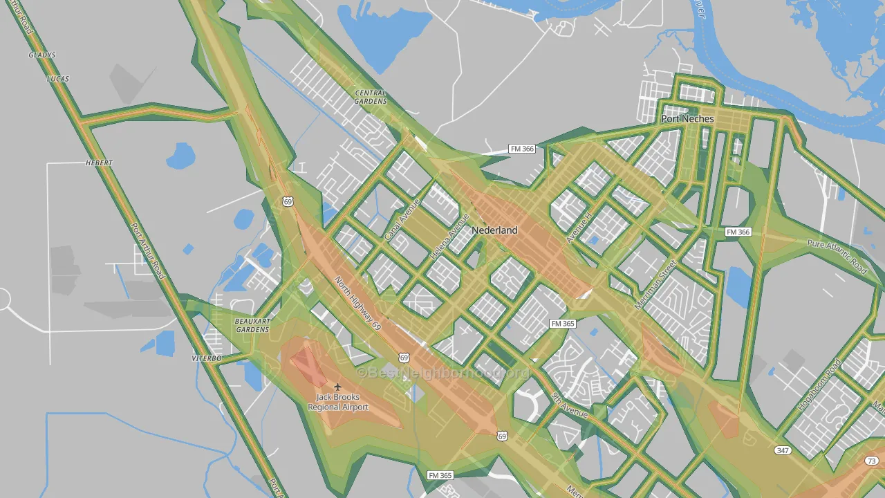 77627, TX Map of Noise Levels in 77627