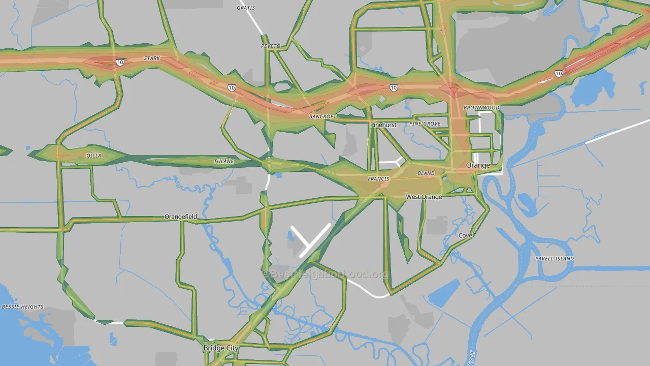 77630, TX Map of Noise Levels in 77630