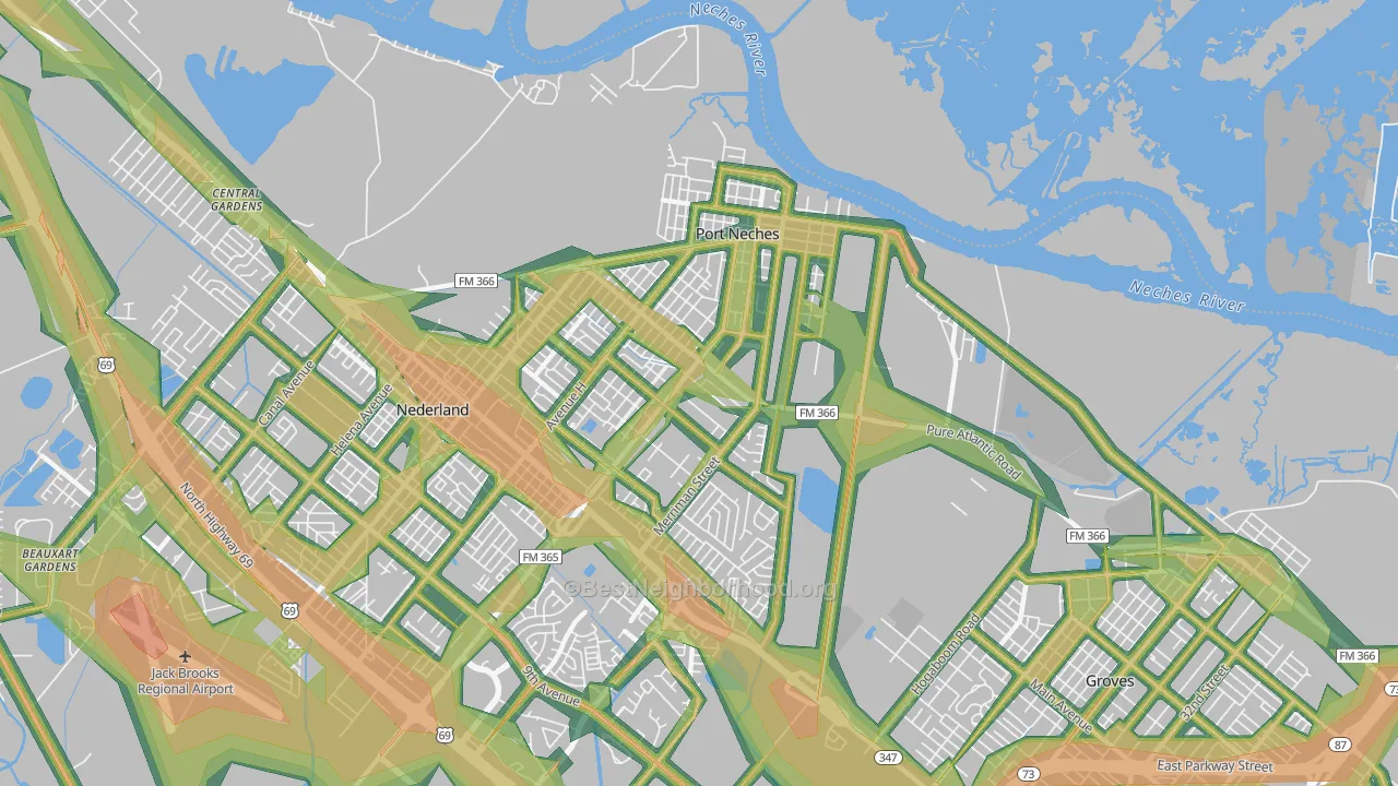 77651, TX Map of Noise Levels in 77651