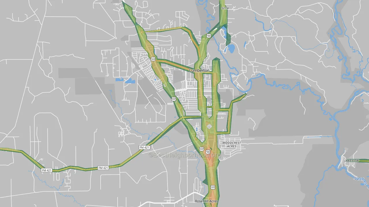 77657, TX Map of Noise Levels in 77657