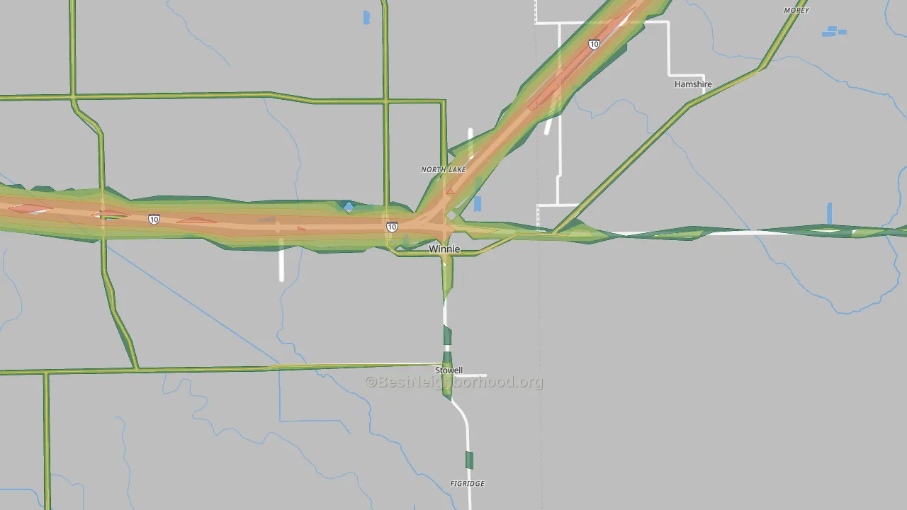 77665, TX Map of Noise Levels in 77665