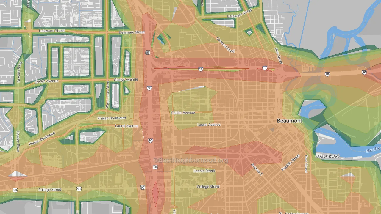 77702, TX Map of Noise Levels in 77702