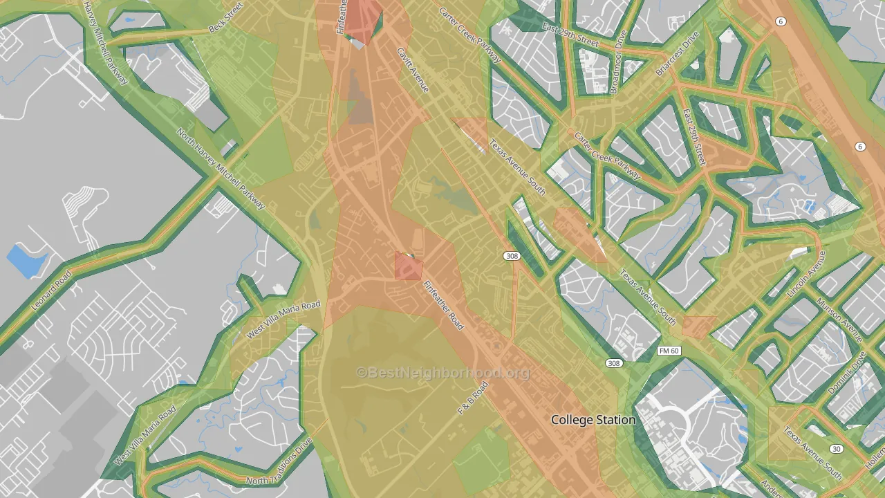 77801, TX Map of Noise Levels in 77801