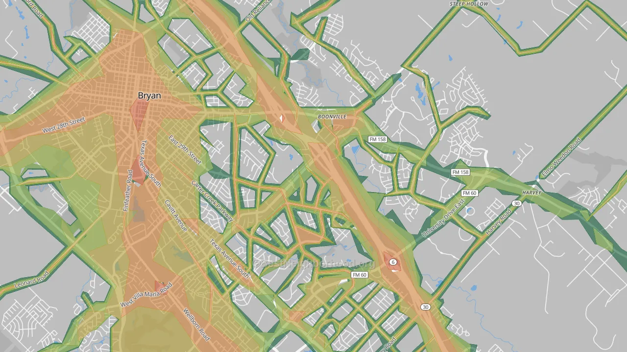 77802, TX Map of Noise Levels in 77802