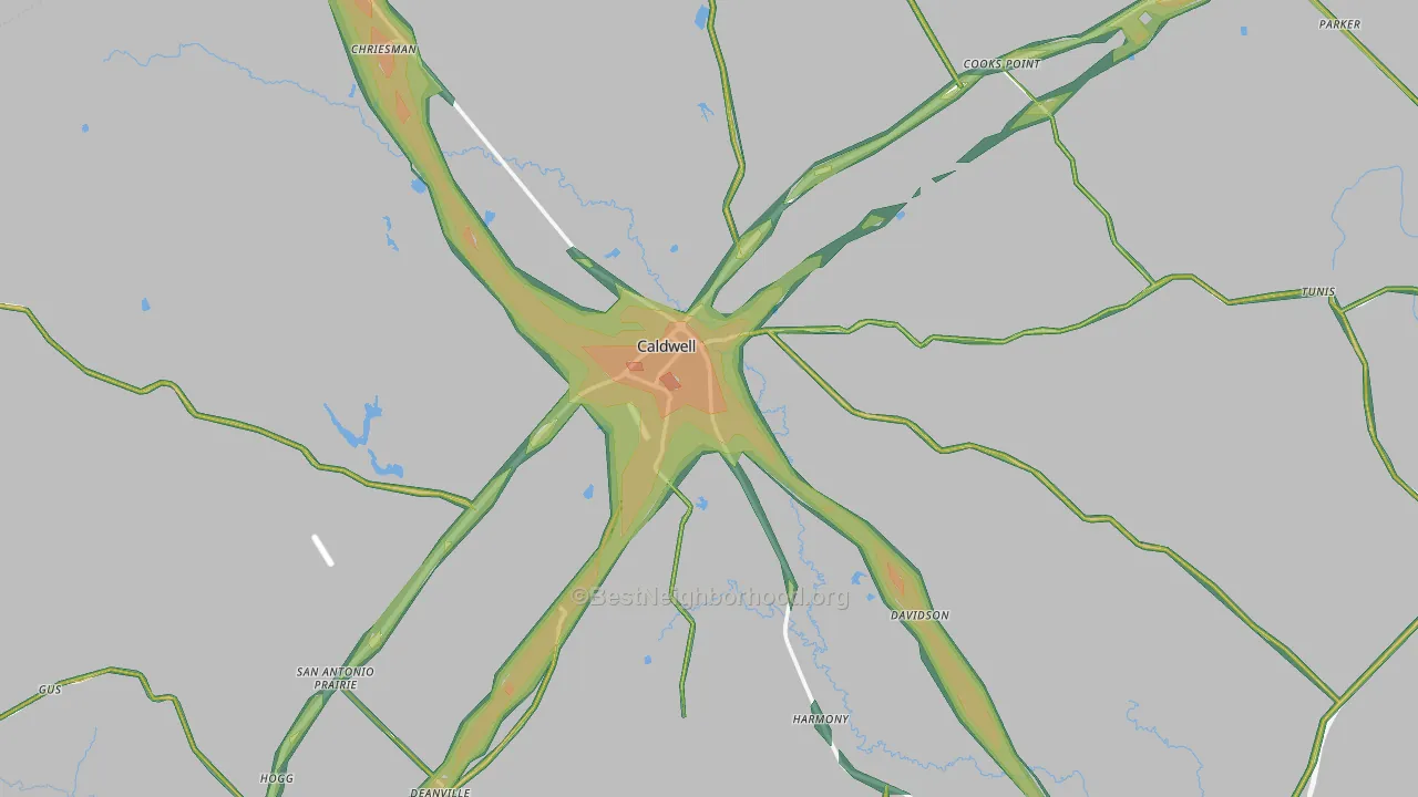 77836, TX Map of Noise Levels in 77836