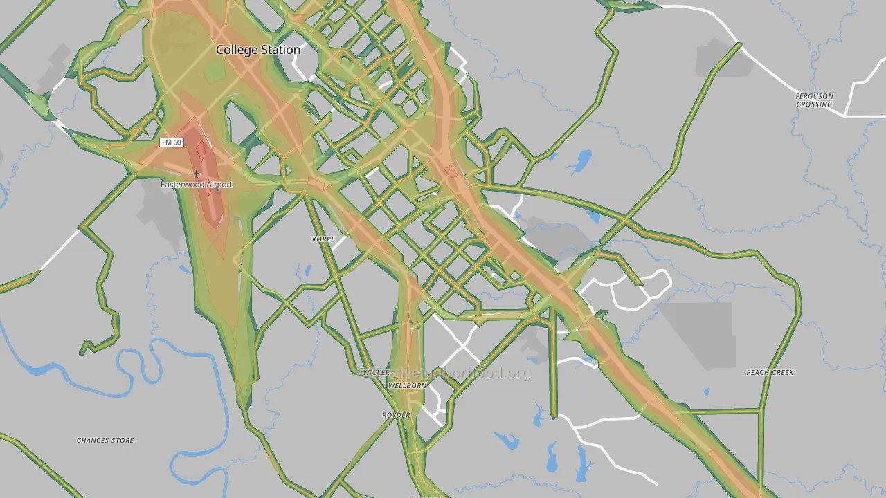 77845, TX Map of Noise Levels in 77845