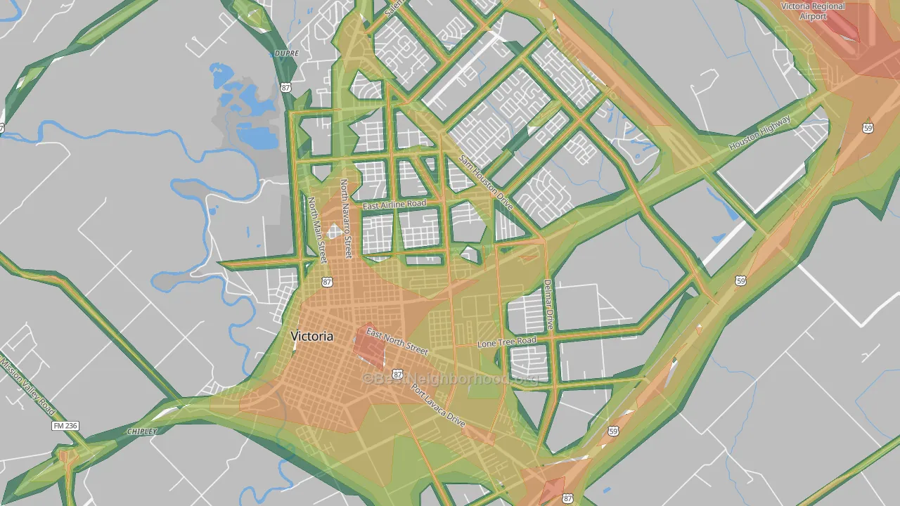 77901, TX Map of Noise Levels in 77901