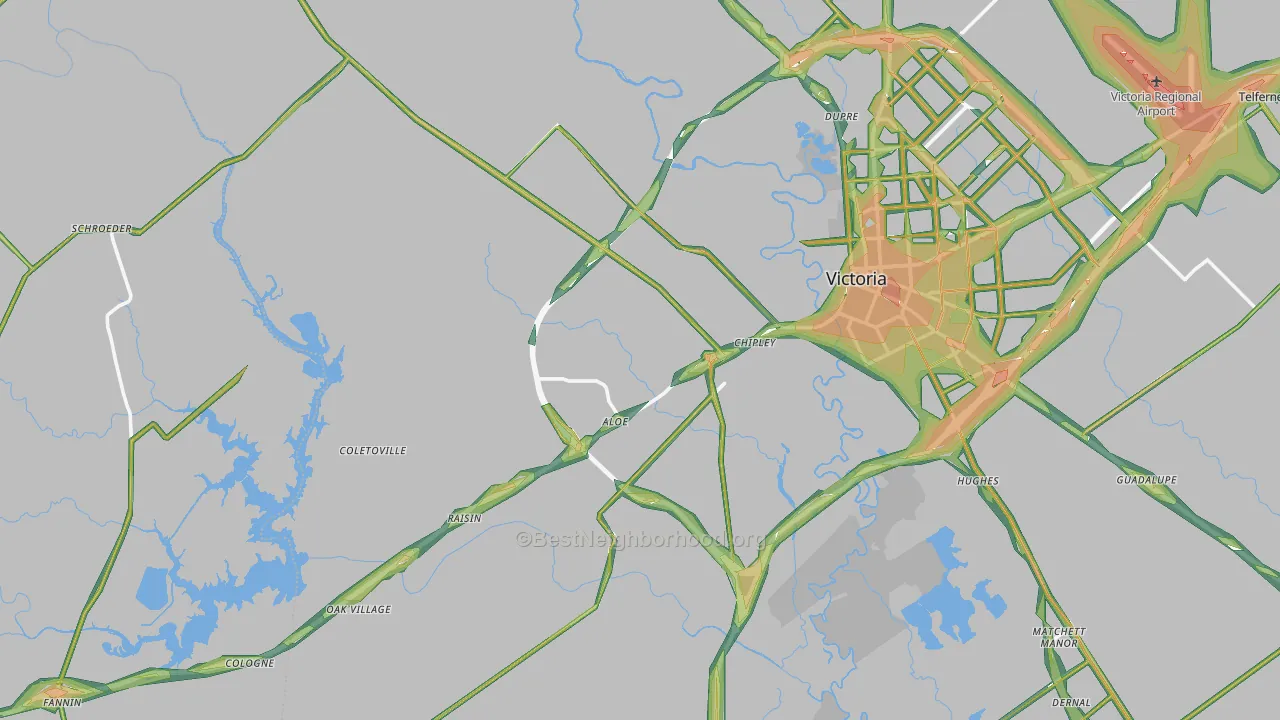 77905, TX Map of Noise Levels in 77905