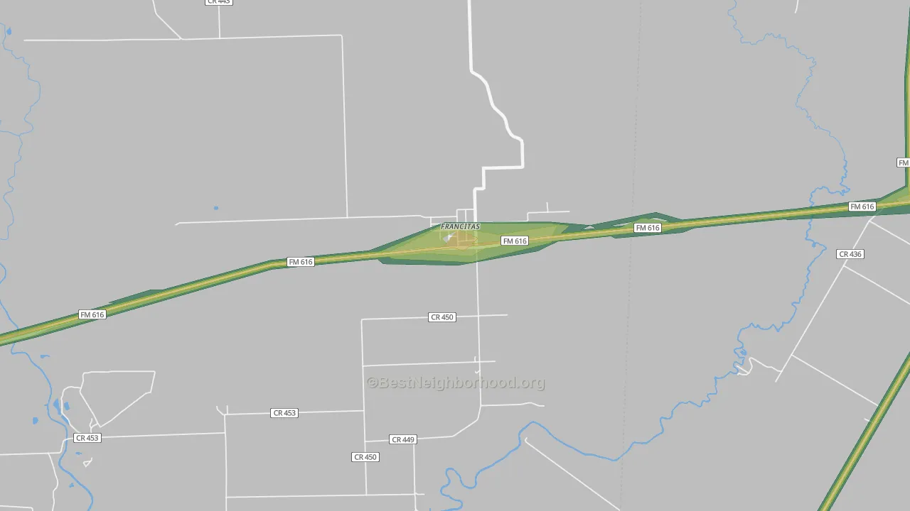 77961, TX Map of Noise Levels in 77961