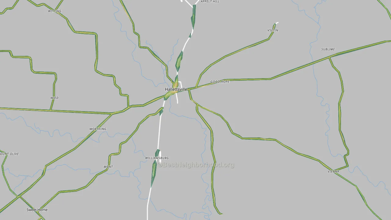 77964, TX Map of Noise Levels in 77964