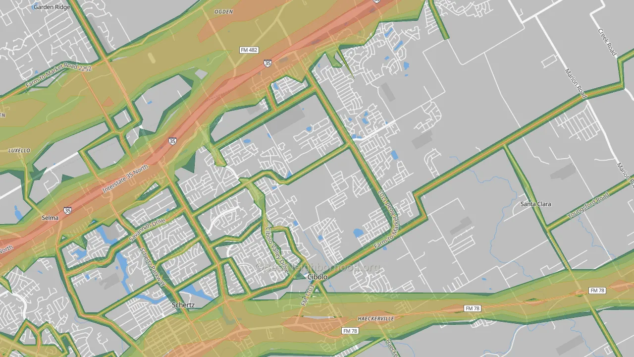 78108, TX Map of Noise Levels in 78108