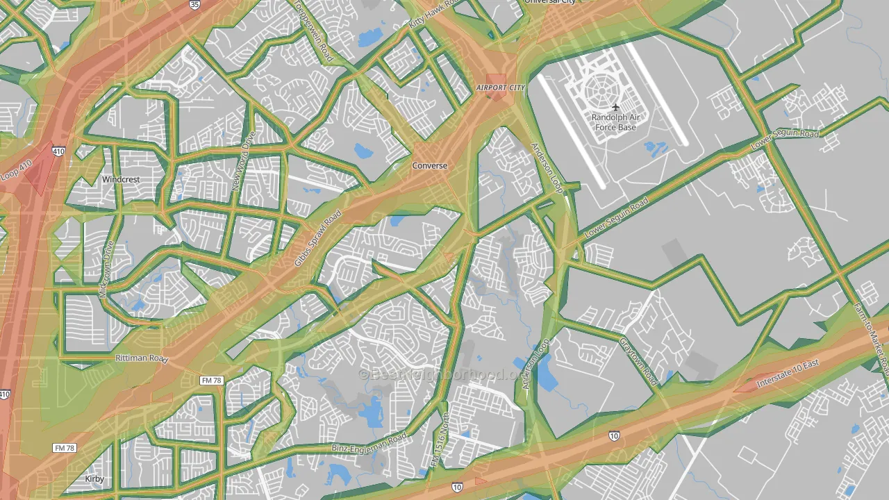 78109, TX Map of Noise Levels in 78109