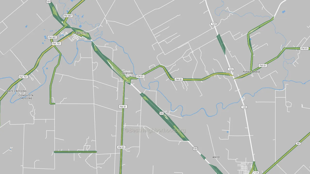 78117, TX Map of Noise Levels in 78117