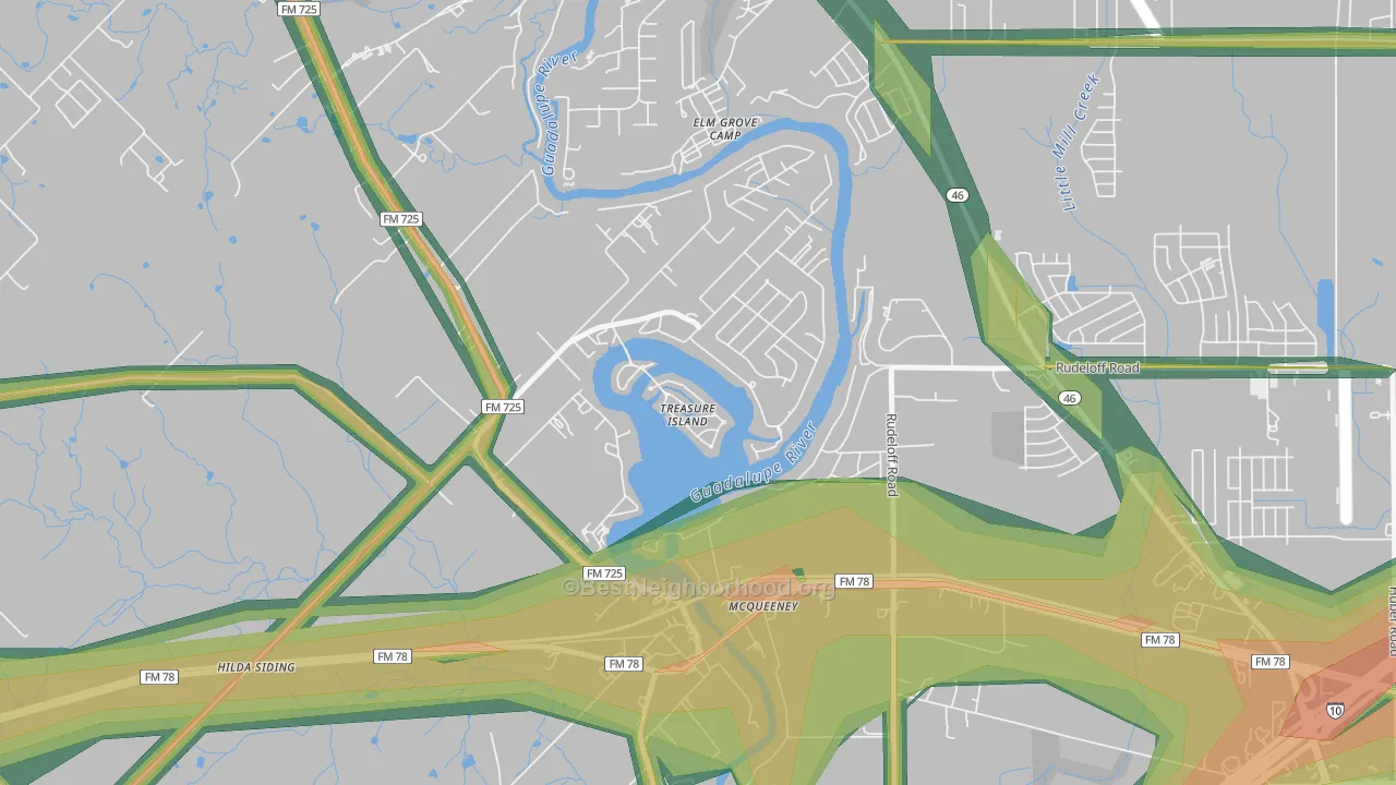 78123, TX Map of Noise Levels in 78123